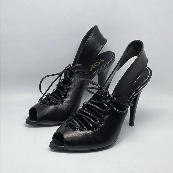 TOM FORD 105MM Leather Lace-Up Slingback Sandals size 39 - Picture 7 of 15